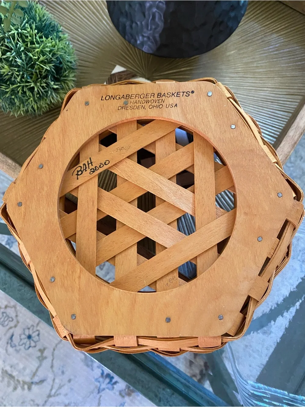 EUC LONGABERGER GENERATIONS HEXAGON BASKET W LINER